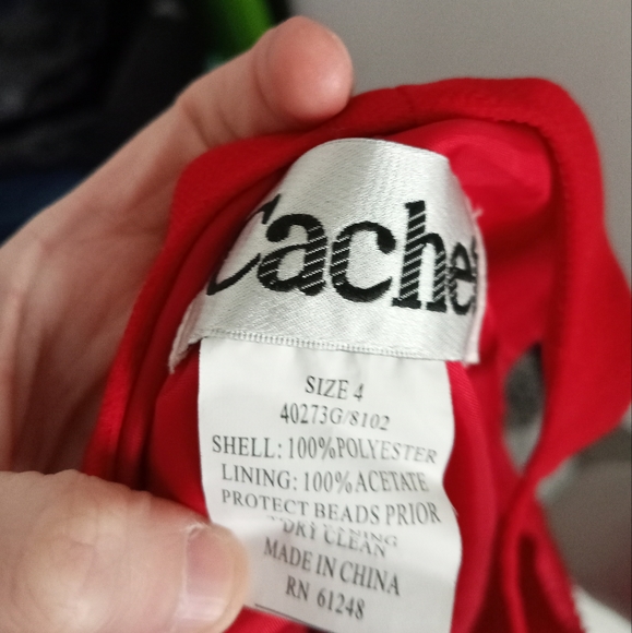 Vintage cachet midi dress red with metallic sequins size 4 - Picture 9 of 9